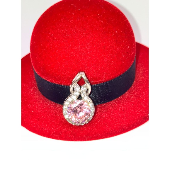 Pink Faux Tourmaline Crystal Rhinestones 7/8 Inch Pendant! - Picture 4 of 7